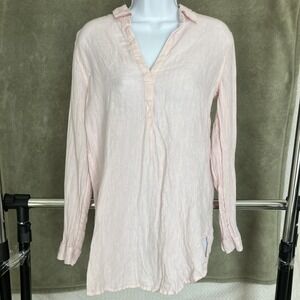 Gap Woman's Linen Weekend Popover Tunic Small Pink Coastal Beach Light